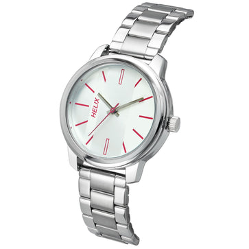 Helix By Timex Silver Round Analog Brass Watch Women -TW048HL05