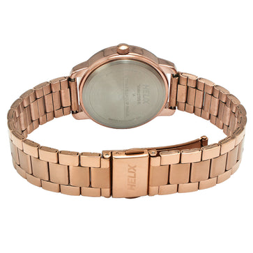 Helix By Timex Rose Gold Round Analog Brass Watch Women -TW048HL07