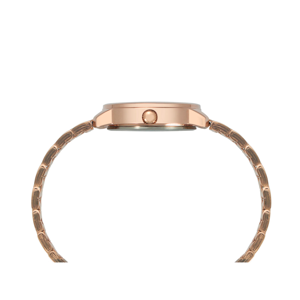 Helix By Timex Rose Gold Round Analog Brass Watch Women -TW048HL07