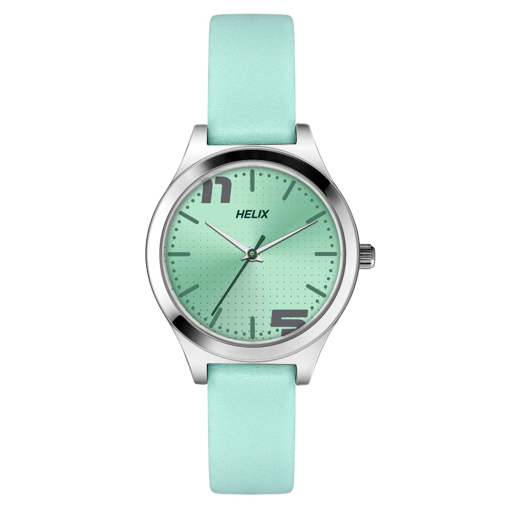 Helix By Timex Mint Round Analog Leather Watch Women -TW049HL01