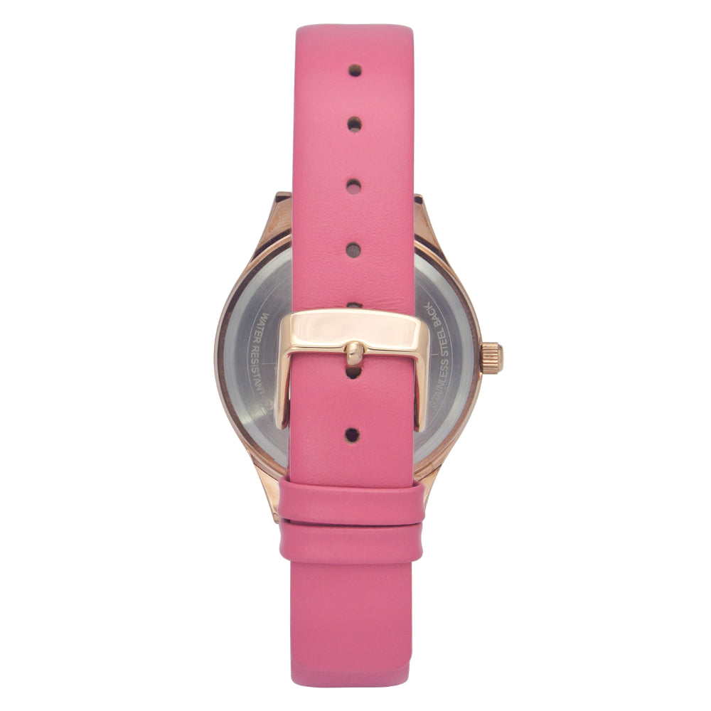 Helix By Timex Pink Round Analog Leather Watch Women -TW049HL02