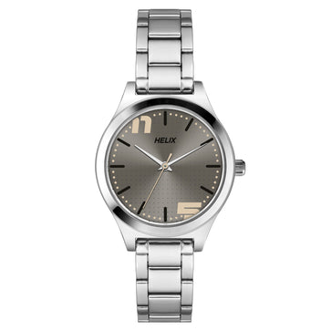 Helix By Timex Grey Round Analog Stainless Steel Watch Women -TW049HL03