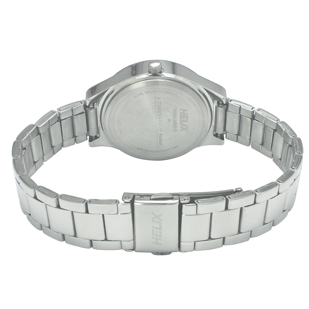 Helix By Timex Silver Round Analog Stainless Steel Watch Women -TW049HL04