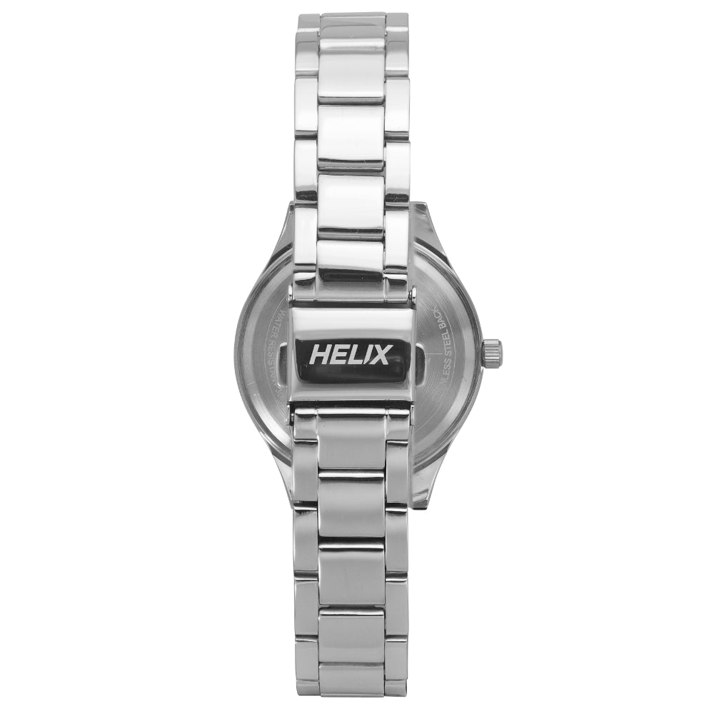 Helix By Timex Silver Round Analog Stainless Steel Watch Women -TW049HL04