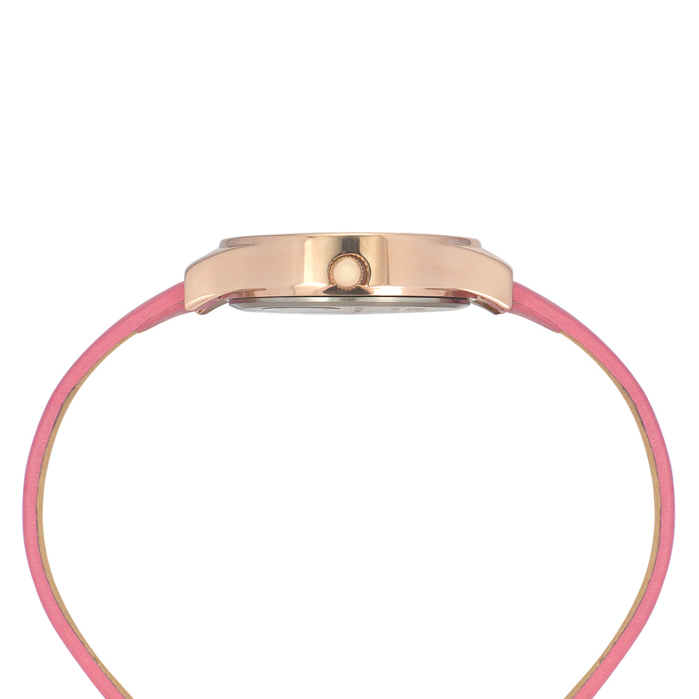 Helix By Timex Pink Round Analog Leather Watch Women -TW049HL06