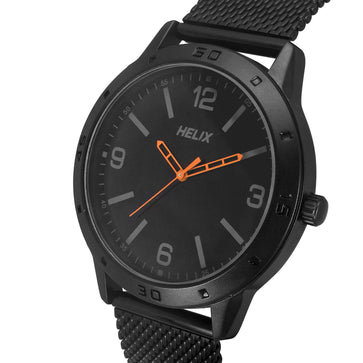 Helix By Timex Black Round Analog Stainless Steel Watch Men -TW051HG00