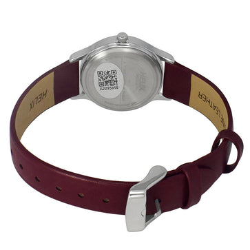 Helix By Timex Burgundy Round Analog Leather Watch Women -TW051HL02