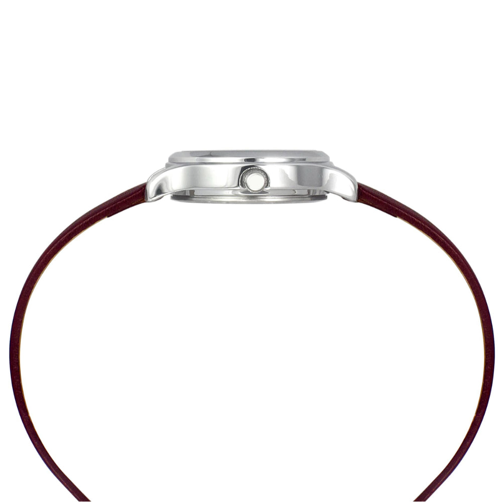 Helix By Timex Burgundy Round Analog Leather Watch Women -TW051HL02