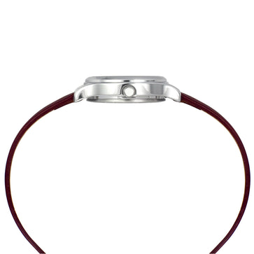 Helix By Timex Burgundy Round Analog Leather Watch Women -TW051HL02