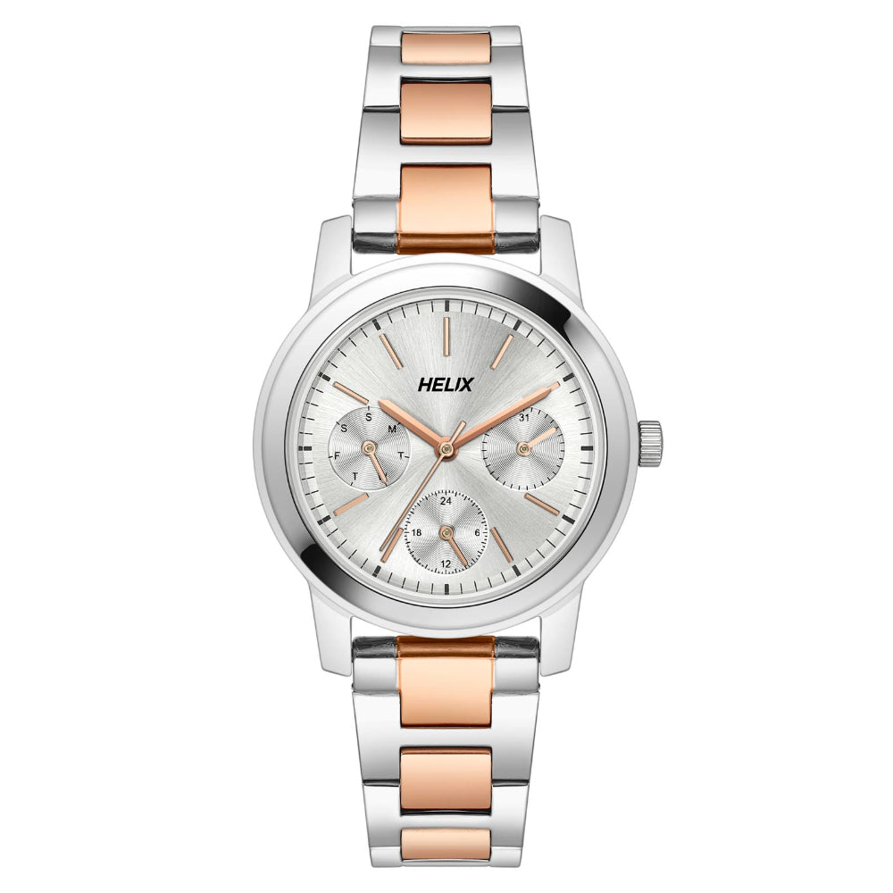 Helix By Timex Silver Round Analog Stainless Steel Watch Women -TW052HL02