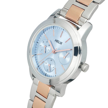Helix By Timex Blue Round Analog Stainless Steel Watch Women -TW052HL03
