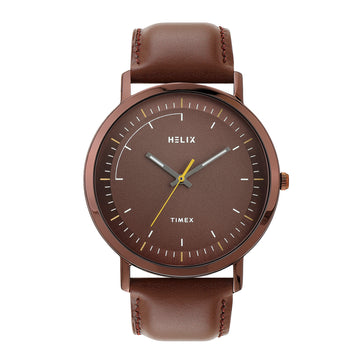 Helix By Timex Round 42mm Brown Dial Analog Men Watch - TW053HG14T