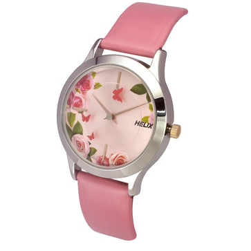 Helix By Timex Pink Round Analog Leather Watch Women -TW053HL04