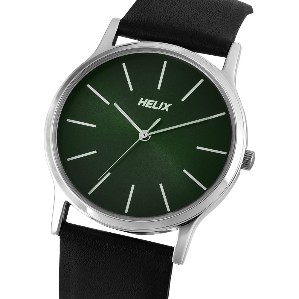 Helix By Timex Green Round Analog Leather Watch Men -TW054HG01