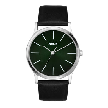Helix By Timex Green Round Analog Leather Watch Men -TW054HG01