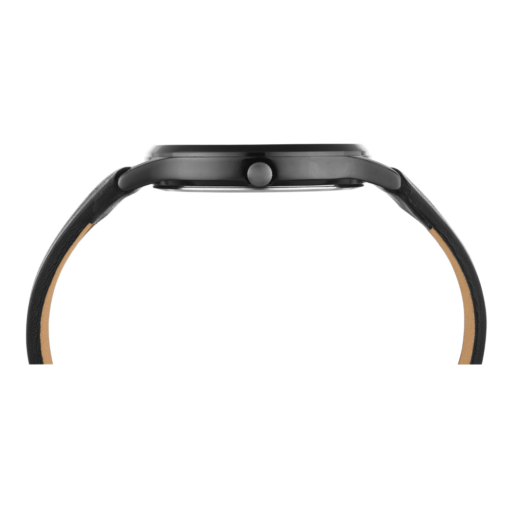 Helix By Timex Black Round Analog Leather Watch Men -TW054HG04