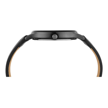 Helix By Timex Black Round Analog Leather Watch Men -TW054HG04