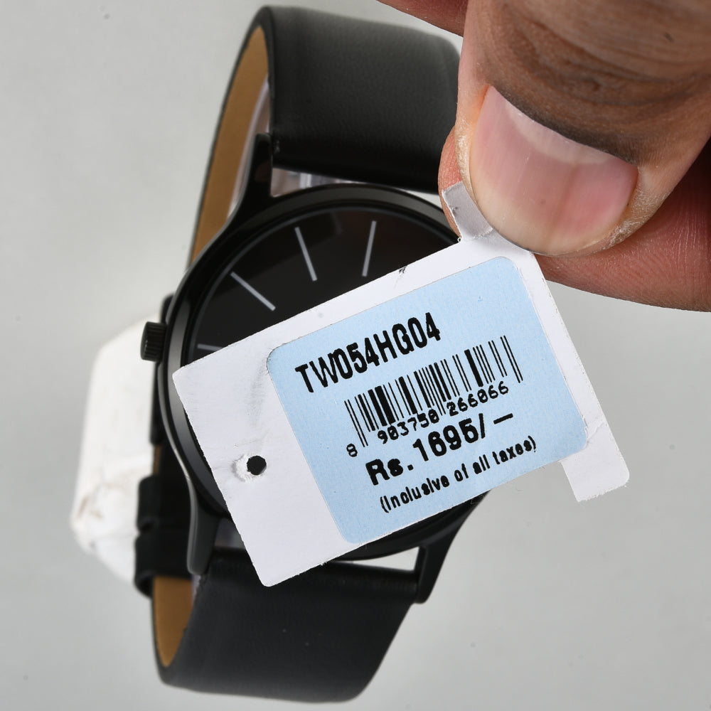 Helix By Timex Black Round Analog Leather Watch Men -TW054HG04