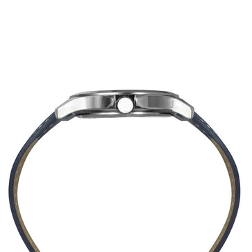 Helix By Timex Silver Round Analog Leather Watch Men -TW055HG00