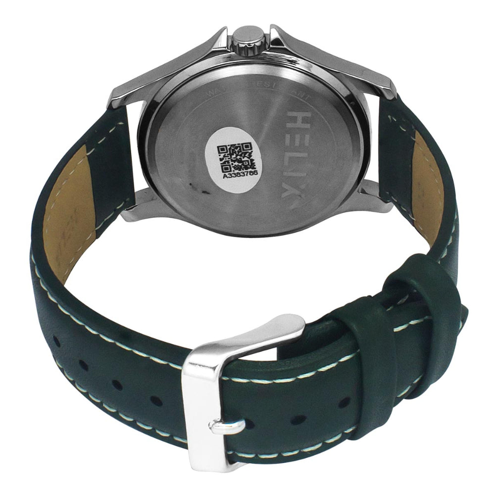 Helix By Timex Green Round Analog Leather Watch Men -TW055HG02