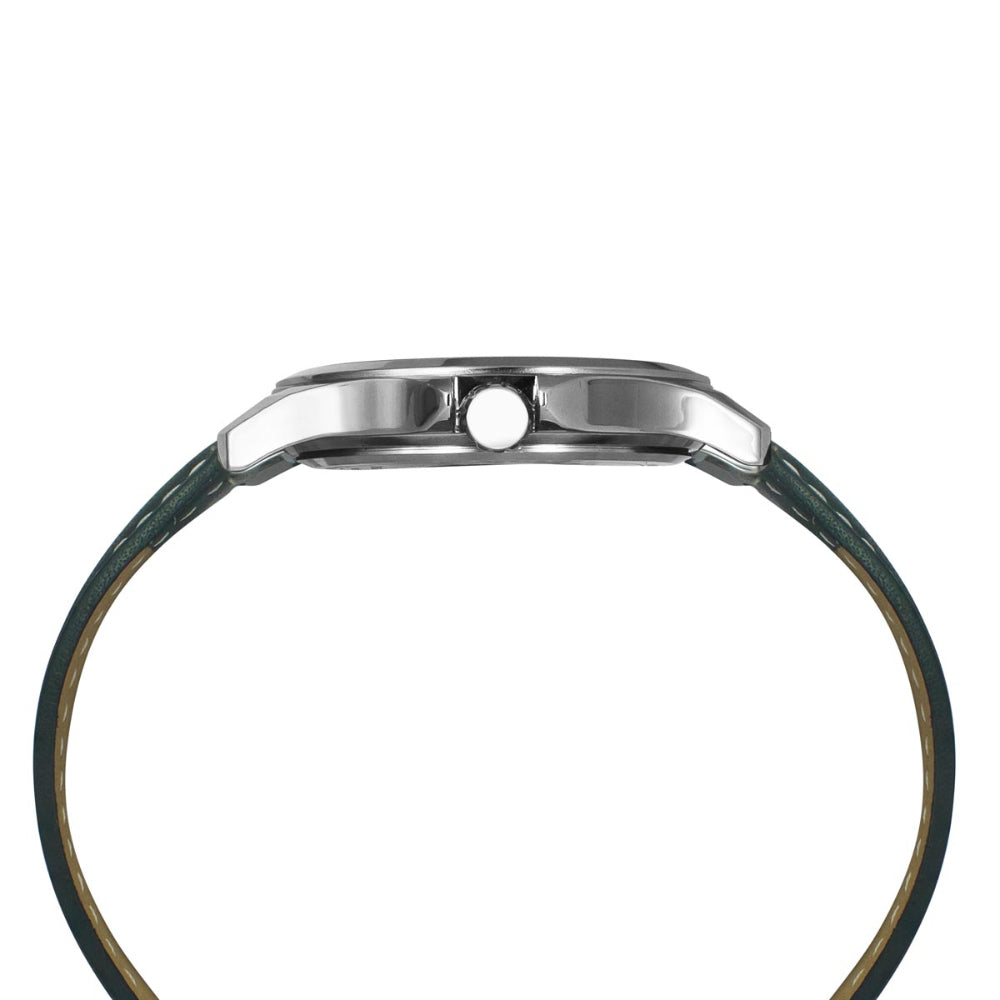 Helix By Timex Green Round Analog Leather Watch Men -TW055HG02