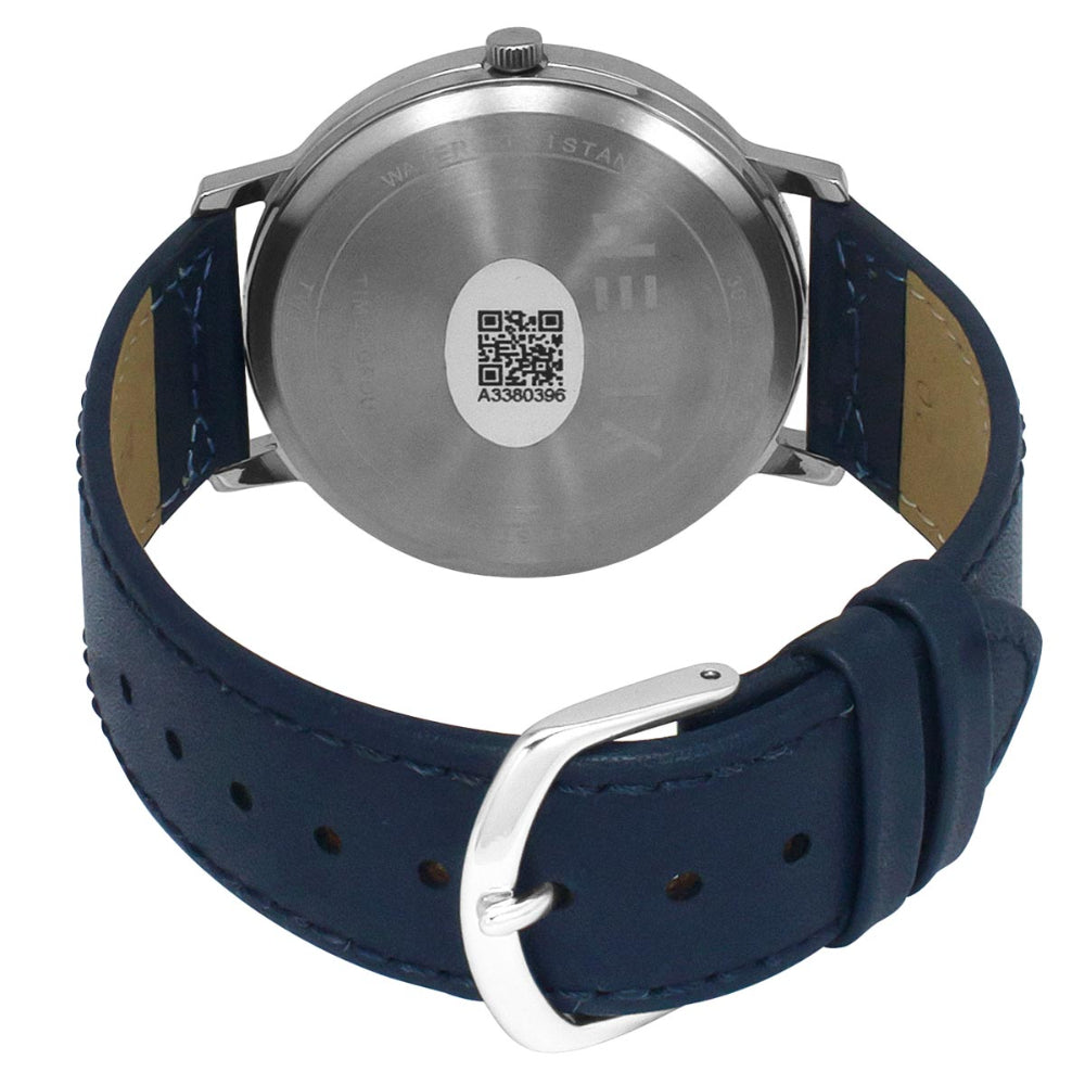 Helix By Timex Blue Round Analog Leather Watch Men -TW056HG02
