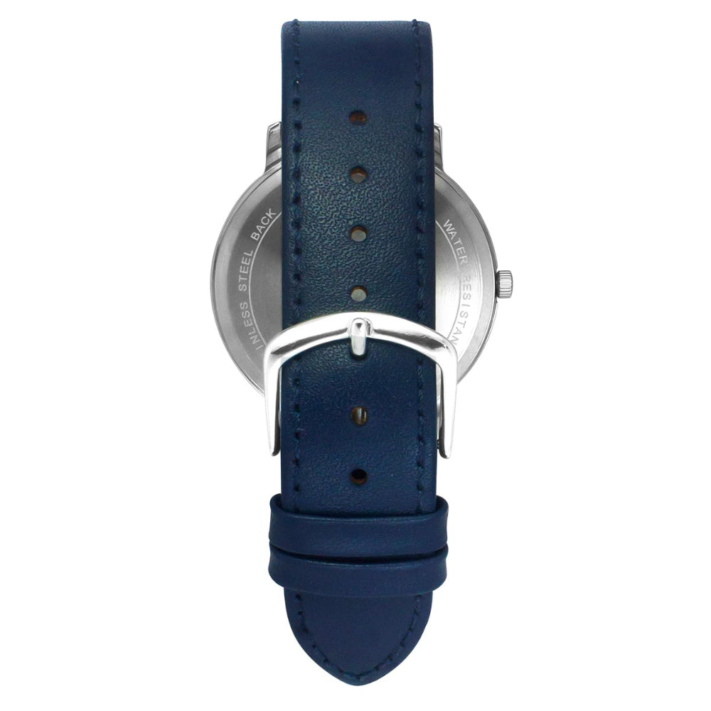 Helix By Timex Blue Round Analog Leather Watch Men -TW056HG02