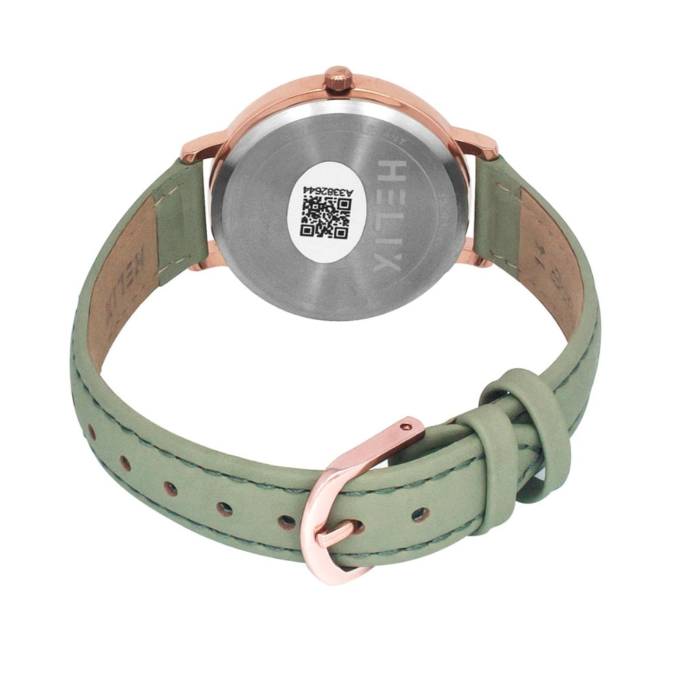 Helix By Timex Green Round Analog Leather Watch Women -TW056HL00