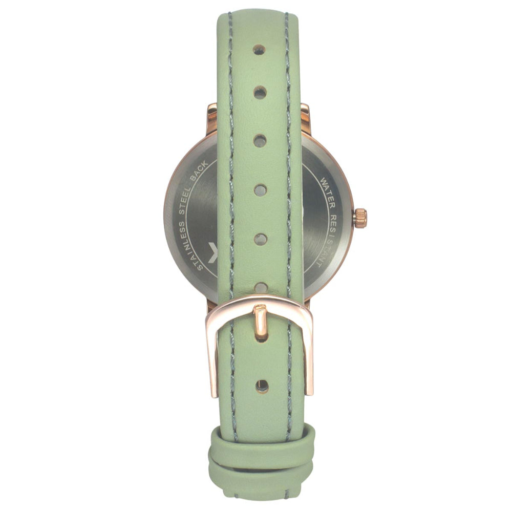 Helix By Timex Green Round Analog Leather Watch Women -TW056HL00
