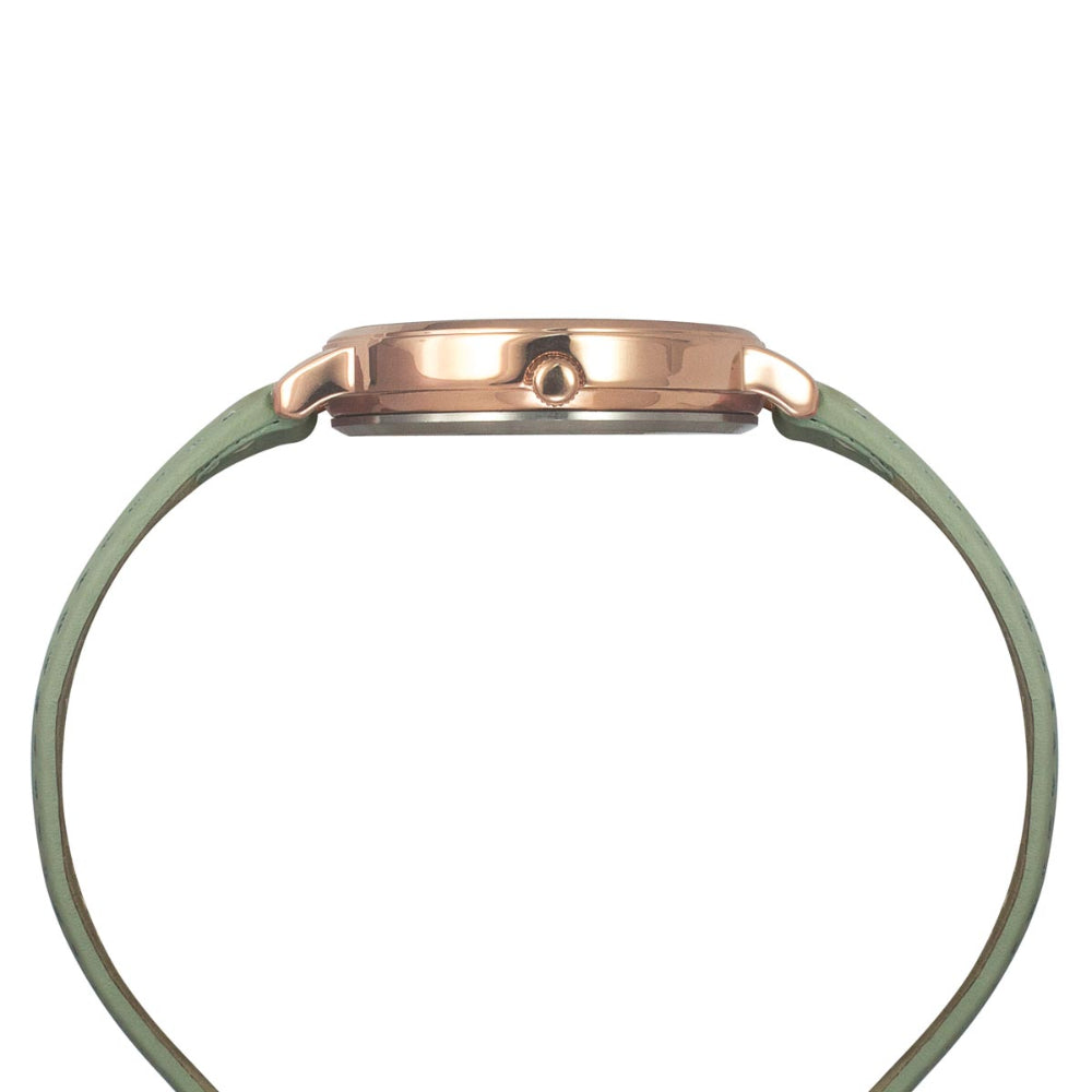 Helix By Timex Green Round Analog Leather Watch Women -TW056HL00