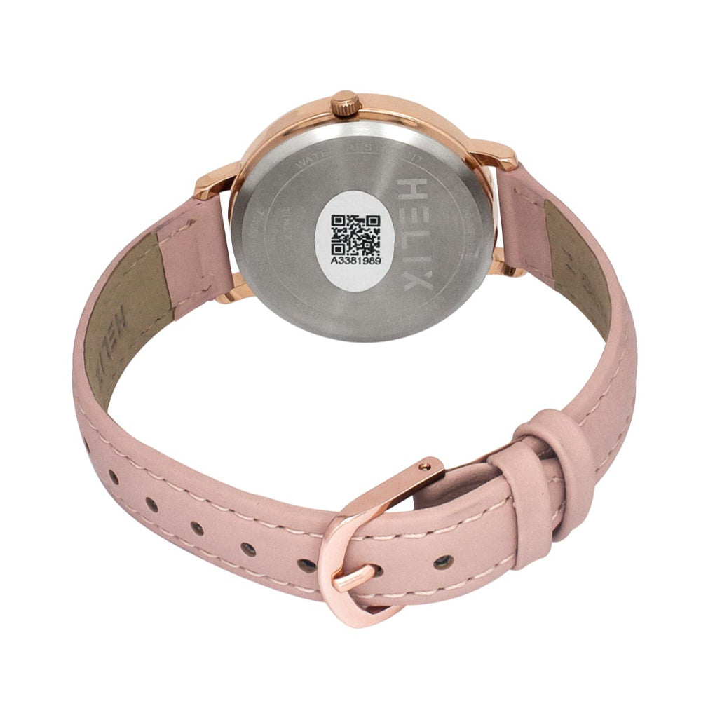 Helix By Timex Silver Round Analog Leather Watch Women -TW056HL01