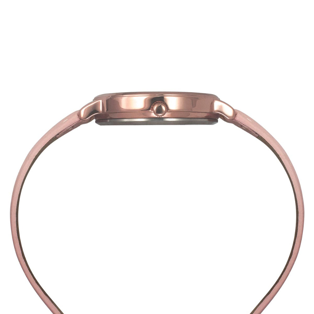 Helix By Timex Silver Round Analog Leather Watch Women -TW056HL01