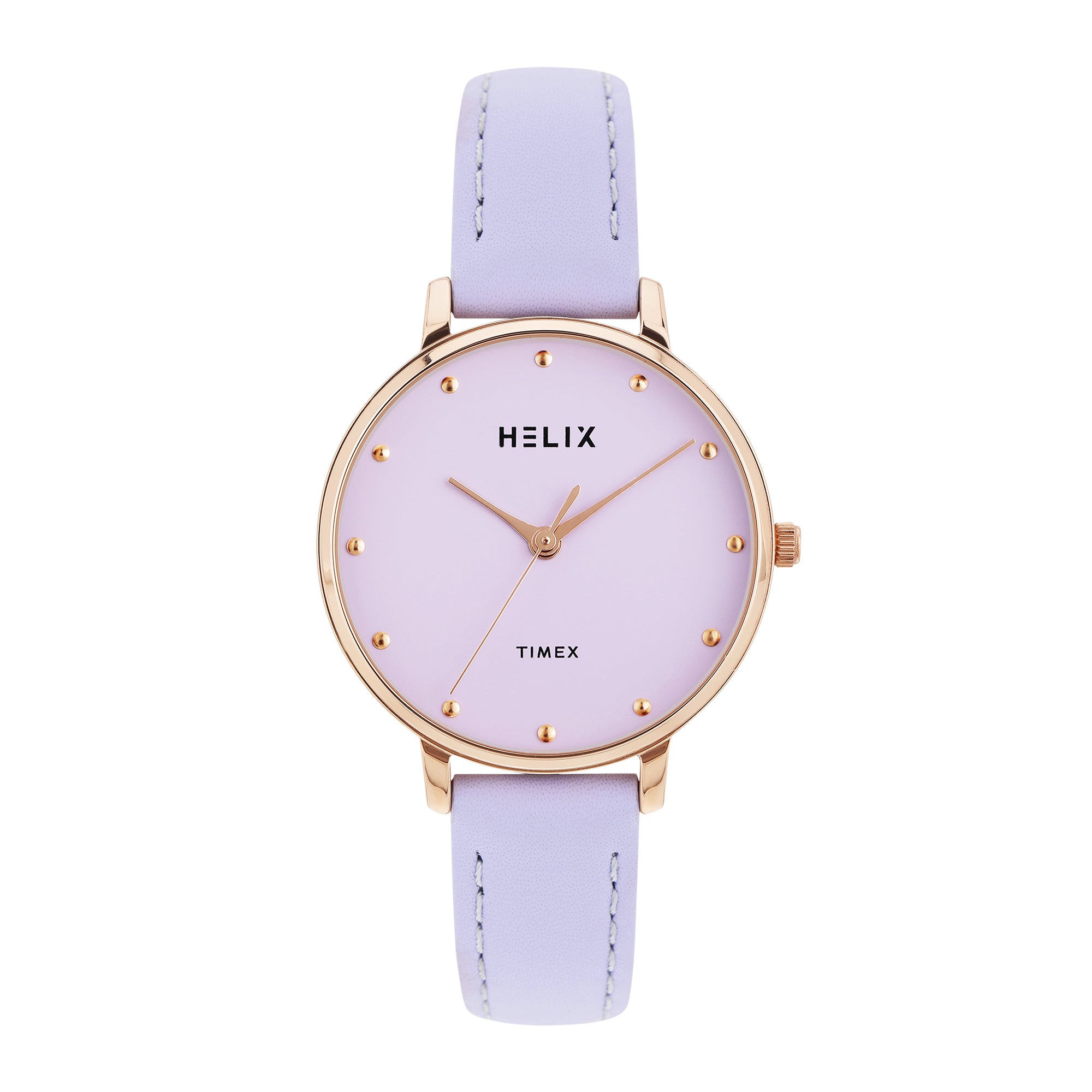 Helix By Timex Lavender Round Analog Leather Watch Women -TW056HL02