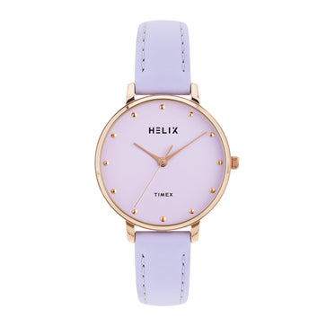 Helix By Timex Lavender Round Analog Leather Watch Women -TW056HL02