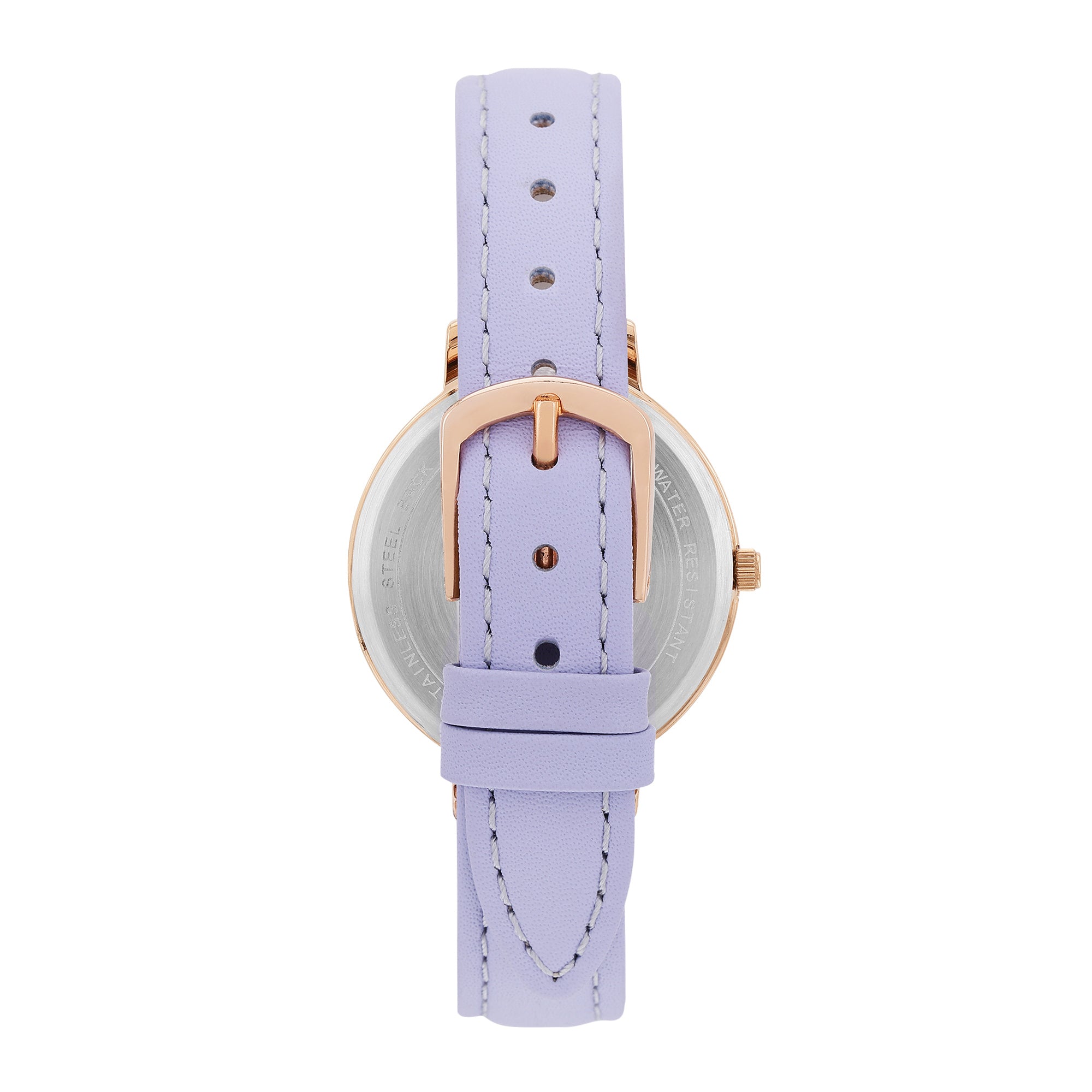 Helix By Timex Lavender Round Analog Leather Watch Women -TW056HL02