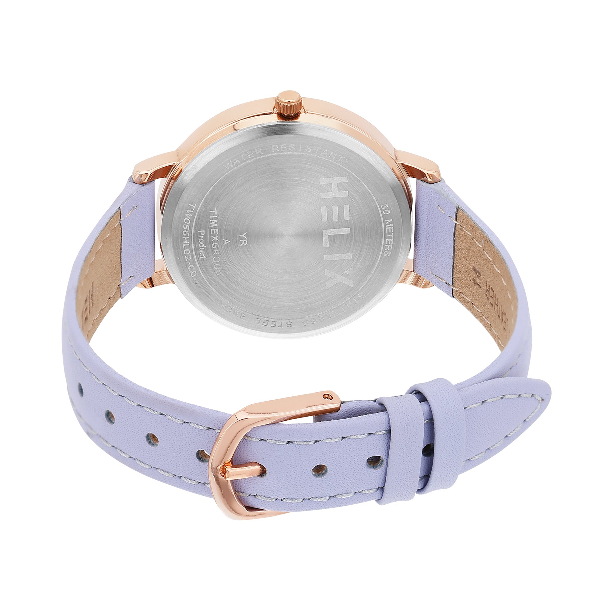 Helix By Timex Lavender Round Analog Leather Watch Women -TW056HL02