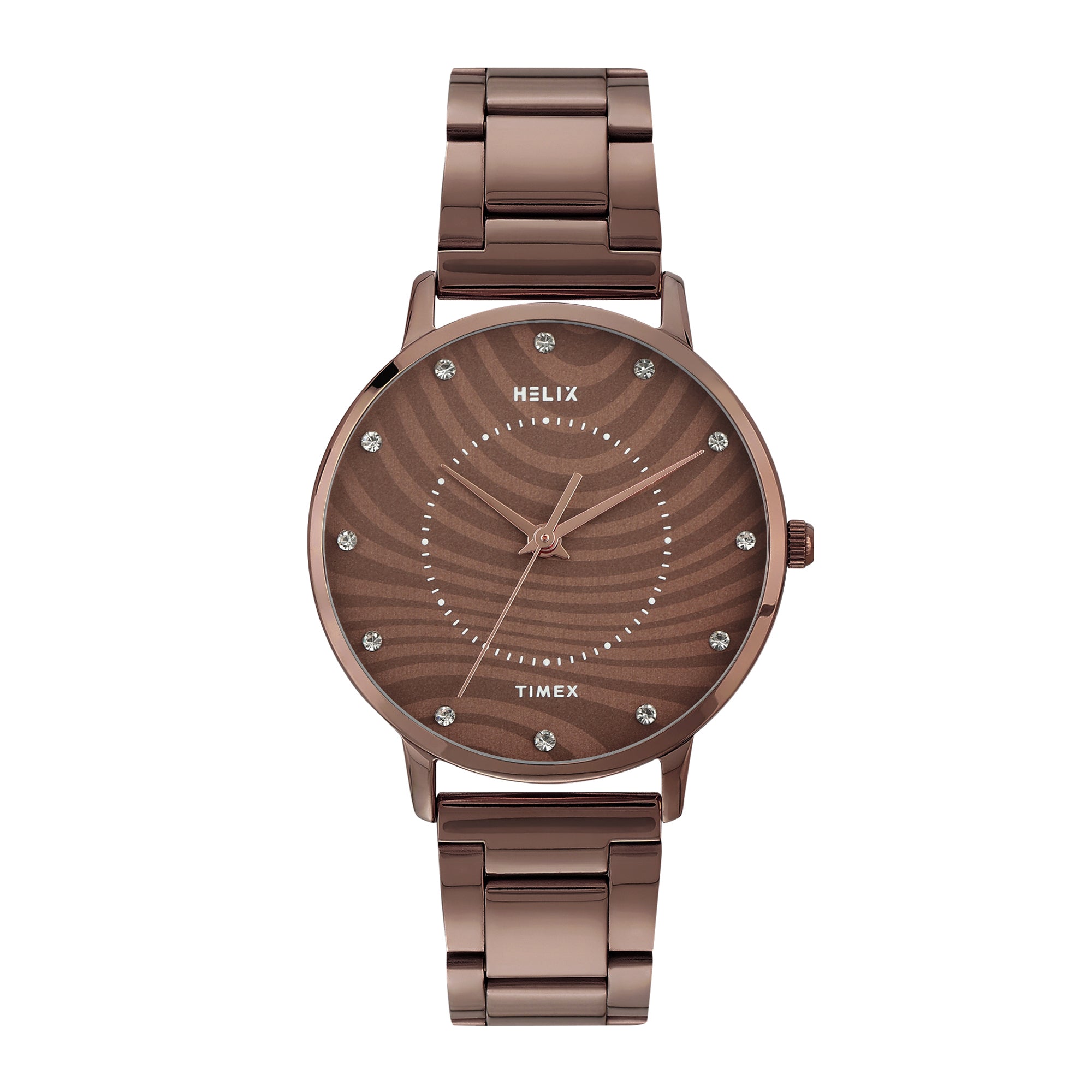 Helix By Timex Round 34mm Brown Dial Analog Women Watch - TW056HL10T