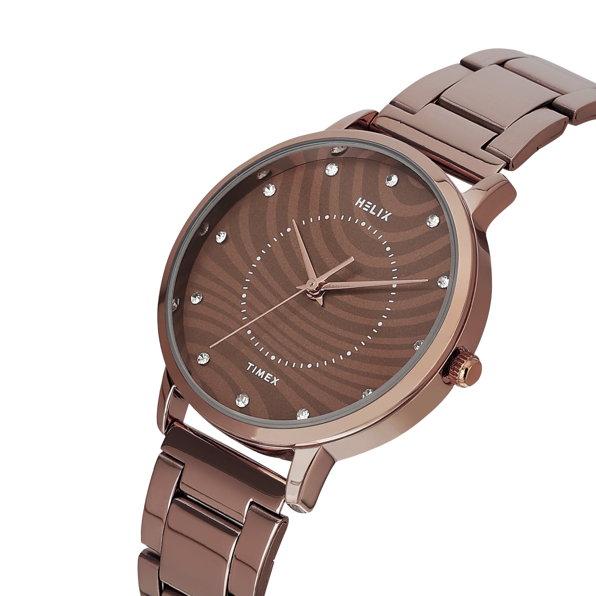 Helix By Timex Round 34mm Brown Dial Analog Women Watch - TW056HL10T