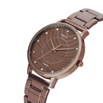 Helix By Timex Round 34mm Brown Dial Analog Women Watch - TW056HL10T