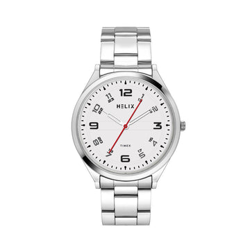 Helix By Timex Silver Round Analog Stainless Steel Watch Men -TW060HG00T