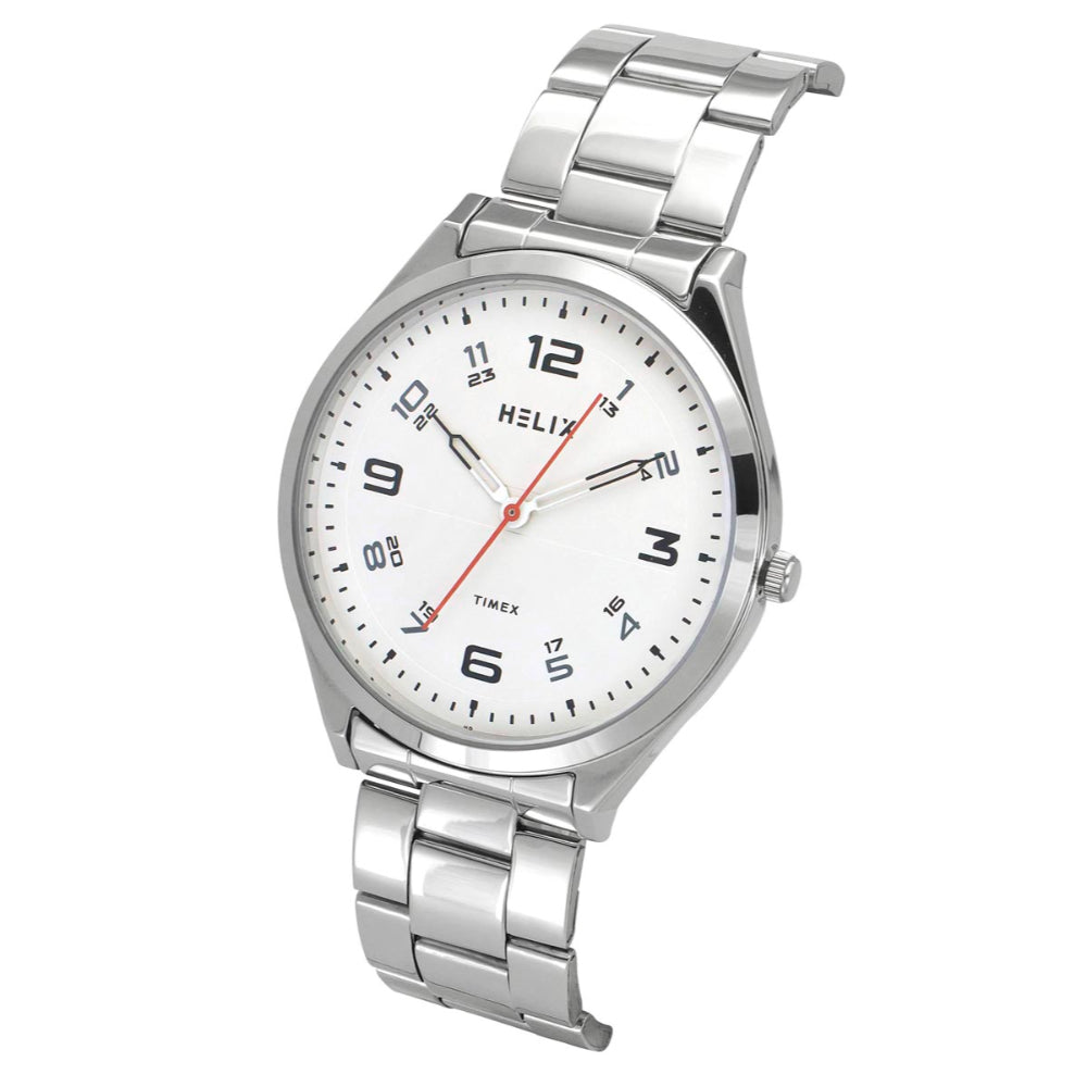 Helix By Timex Silver Round Analog Stainless Steel Watch Men -TW060HG00T