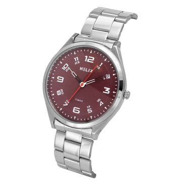 Helix By Timex Red Round Analog Stainless Steel Watch Men -TW060HG03T