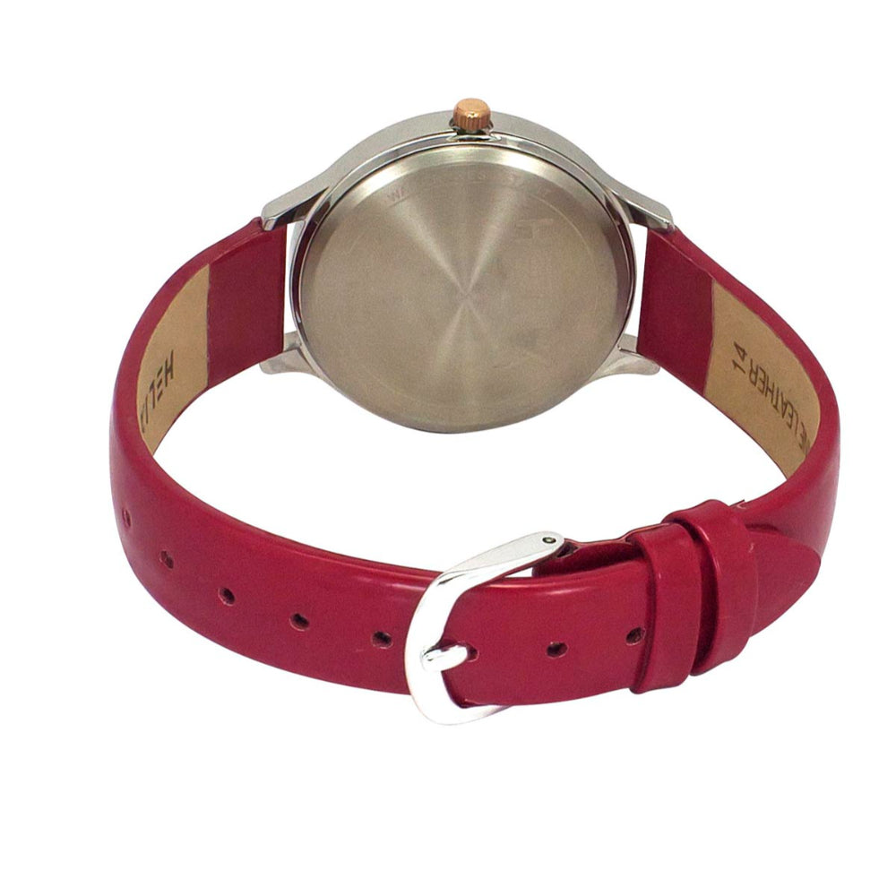 Helix By Timex Red Round Analog Leather Watch Women -TW060HL00T