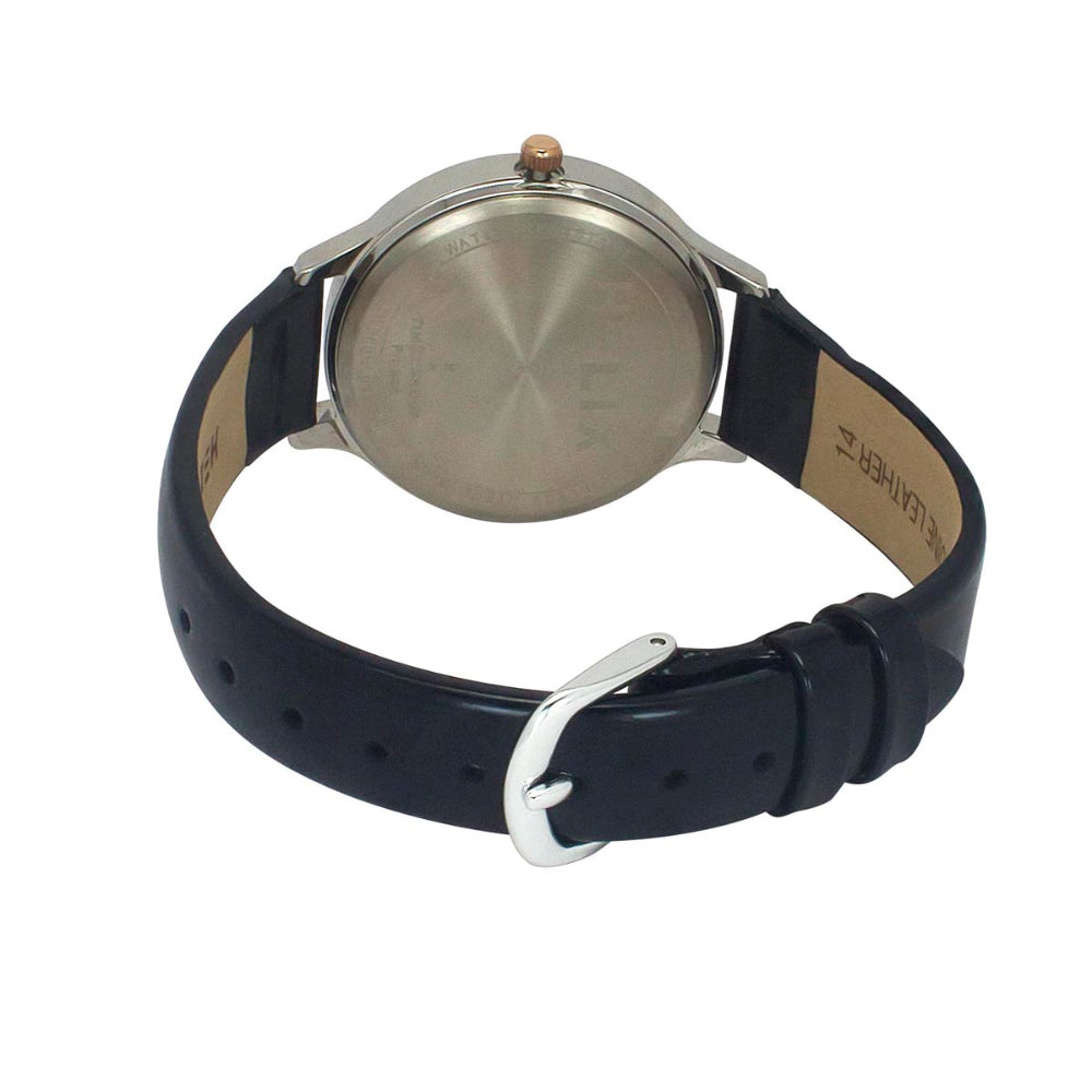 Helix By Timex Silver Round Analog Leather Watch Women -TW060HL01T