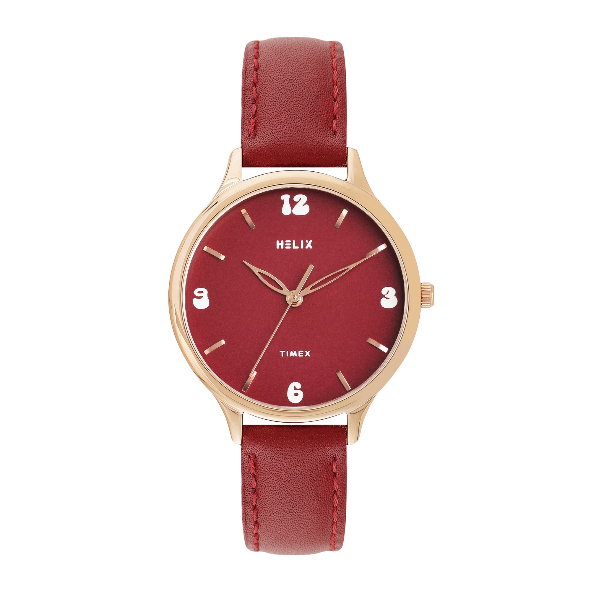 Helix By Timex Round 34mm Red Dial Analog Women Watch - TW060HL07T