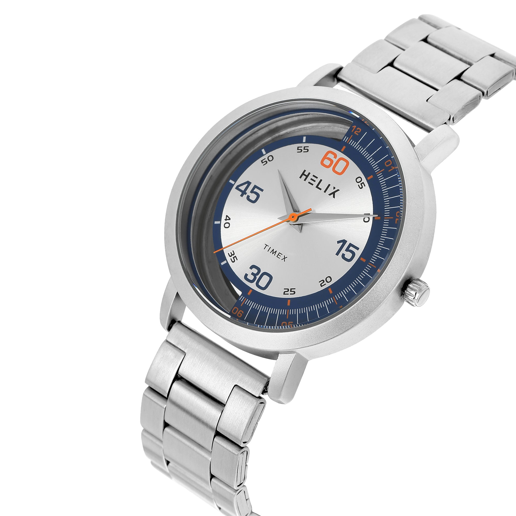 Helix By Timex Round 42mm Silver Dial Analog Men Watch - TW063HG01T