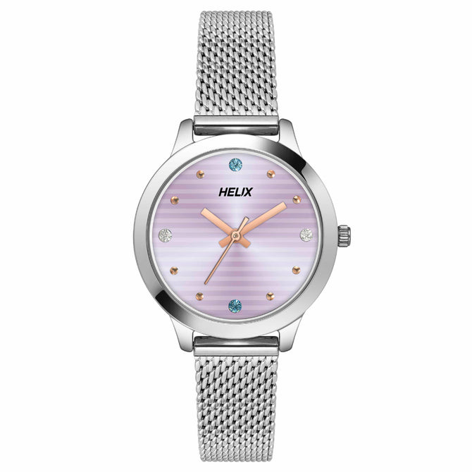 Helix By Timex Purple Round Analog Stainless Steel Watch Women -TW022HL21