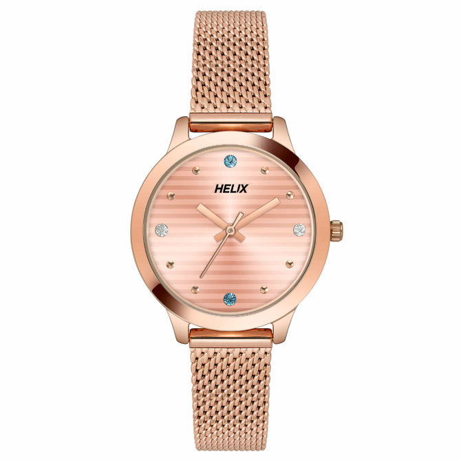 Helix By Timex Coral Round Analog Stainless Steel Watch Women -TW022HL23