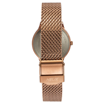 Helix By Timex Rose Gold Round Analog Stainless Steel Watch Women -TW022HL25