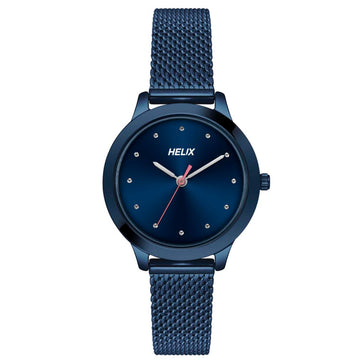 Helix By Timex Blue Round Analog Stainless Steel Watch Women -TW022HL26